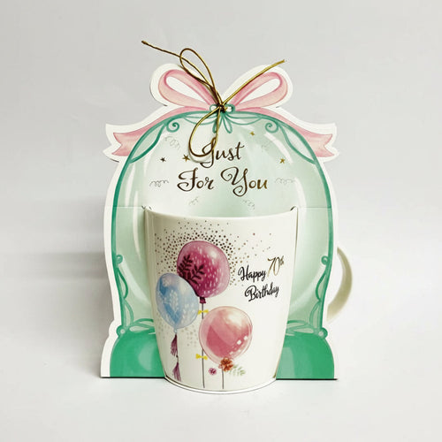 BIRTHDAY BALLOON DISPLAY  GIFT mug  70 th