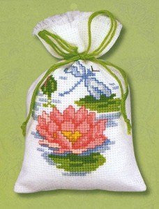 Lily and Dragonfly Potpourri Bag Cross Stitch Kit