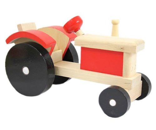 Traditional Painted Wooden Farm Tractor 22cm X 12cm - Red