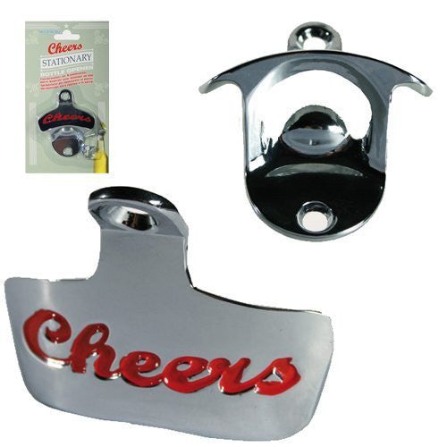 WALL MOUNTED BOTTLE OPENER CHEERS BAR PUB HOME KITCHEN BEER LARGER METAL FIXINGS