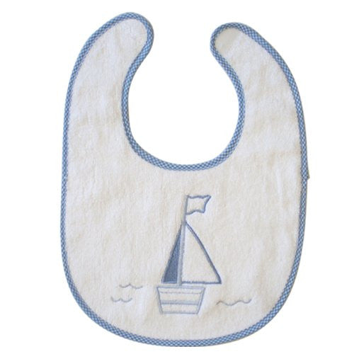 Handmade Blue Sailing Boats Towelling Bibs (pack of 3)