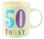 MILESTONE BIRTHDAY MUGS - '50 TODAY' FINE CHINA AND BOXED - LP33523