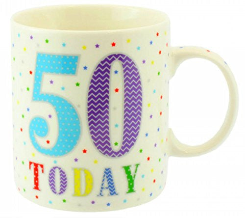 MILESTONE BIRTHDAY MUGS - '50 TODAY' FINE CHINA AND BOXED - LP33523