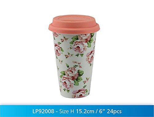 Vintage Floral Insulated Double Walled Travel Ceramic Mug Millie