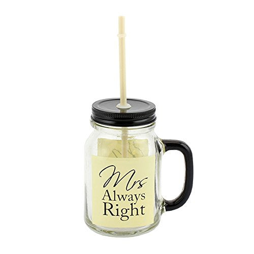 Mason Jar Glass - Mrs Always Right: Cream