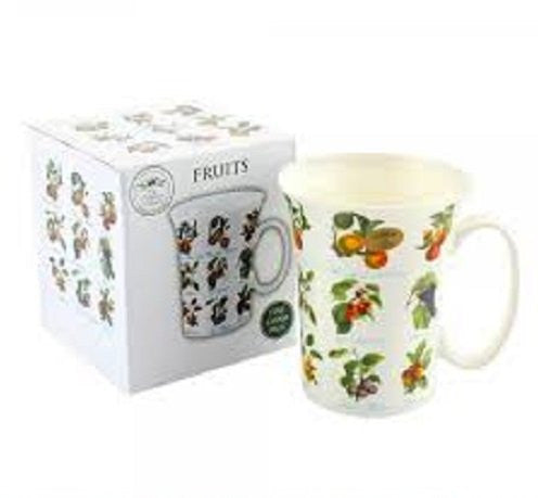 Fruit Lovers Design Trumpet Shape Fine China Mug in Matching Gift Box