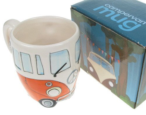 Cute Childrens' Mug, Retro Orange Coloured Campervan Mug, Ceramic Mug Gift Ideas for Children, Childrens Present Ideas
