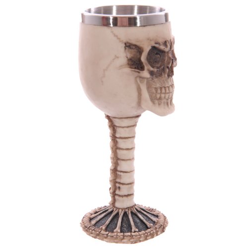 Puckator Decorative Skull and Spine Goblet - Skulls and Bones Themed - Home Decoration - Wine Goblet - Fantasy Decorative Home Accessories - Stainless Steel - Resin