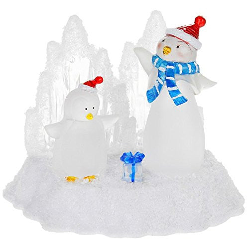 xmas led penguin scene large