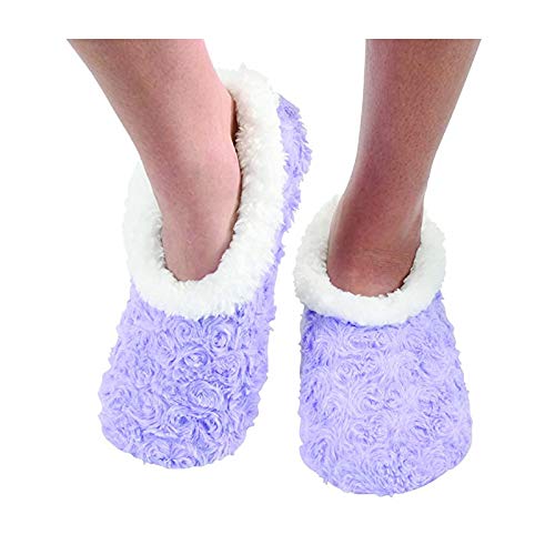 Ladies Super Soft Rose Textured Fur-Like Fabric Snoozies Slippers