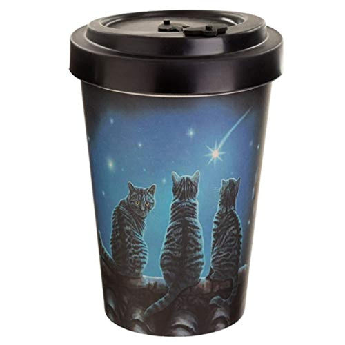 Lisa Parker Wish Upon a Star Cat Reusable Screw Top Bamboo Composite Travel Mug