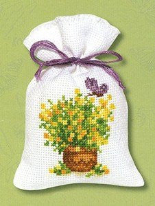 Lemon Flowers Potpourri Bag Cross Stitch Kit