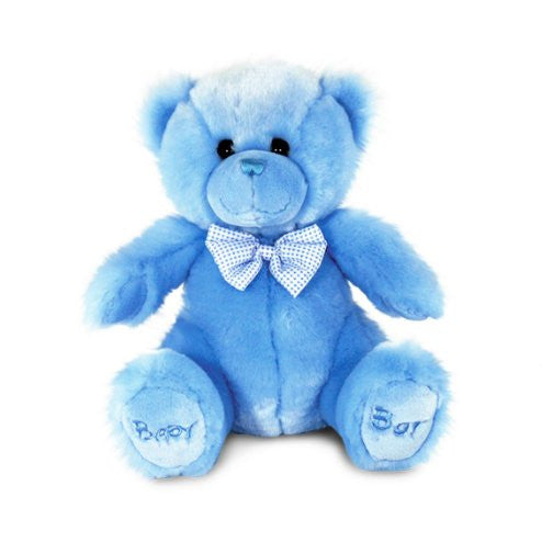 Soft 'Baby Boy' 28cm sitting bear with bow by Keel Toys