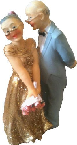 Bride and Groom Wedding Cake Topper - Gold 50th Anniversary