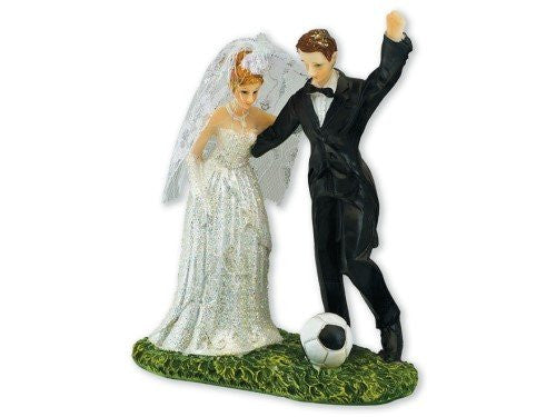 CLUB GREEN Resin Bride and Groom with Football, White, 115 x 60 x 150 mm