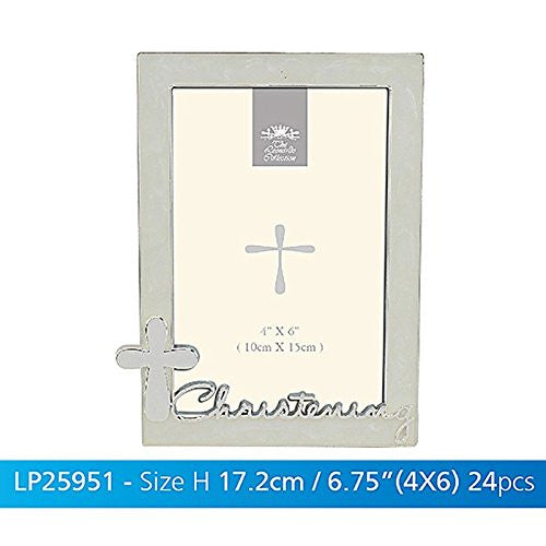 Silver Cream Christening Photo Frame