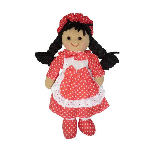 Rag Doll with Red Polka Dress - Handmade - Medium 19cms - Powell Craft