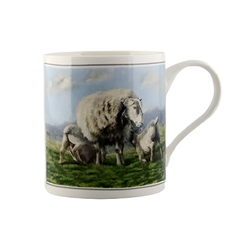 Cachet Sheep & Lambs Farm Animal Fine Art Watercolour China Gift Mug
