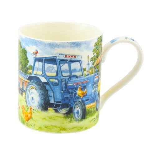 Ford 4000 Blue Tractor in Farmyard Fine China Mug in Gift Box