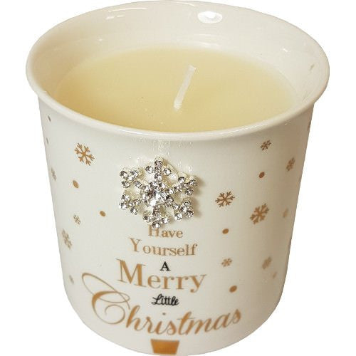 Christmas Candle Pot with Snowflake Detail