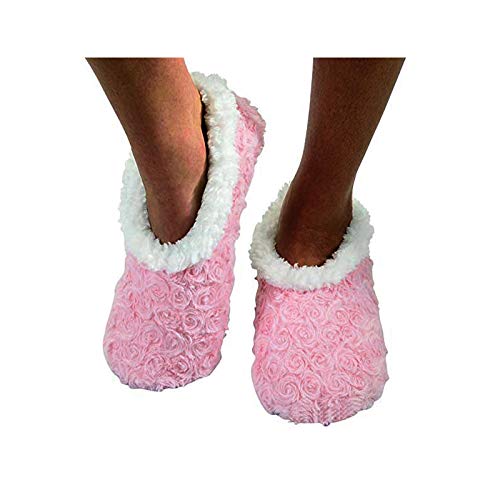 Ladies Super Soft Rose Textured Fur-Like Fabric Snoozies Slippers