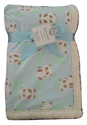 Baby Boys Girls Beautiful Light Blue Panda Bear Fleece Lined Blanket