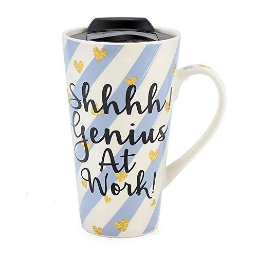 Wise Words Lidded Mug shhhh genius at work