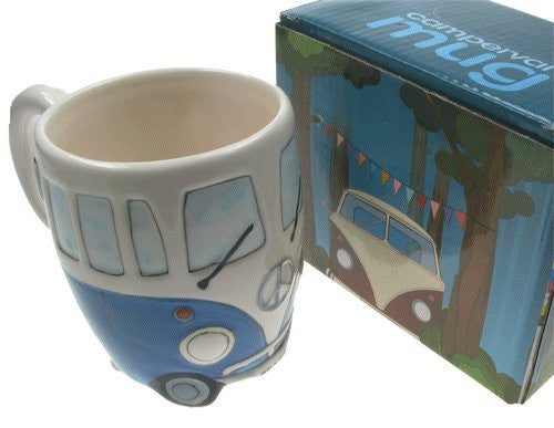 Cute Childrens' Mug, Blue Coloured Retro Campervan Mug, Ceramic Mug Gift Ideas for Children, Childrens Present Ideas