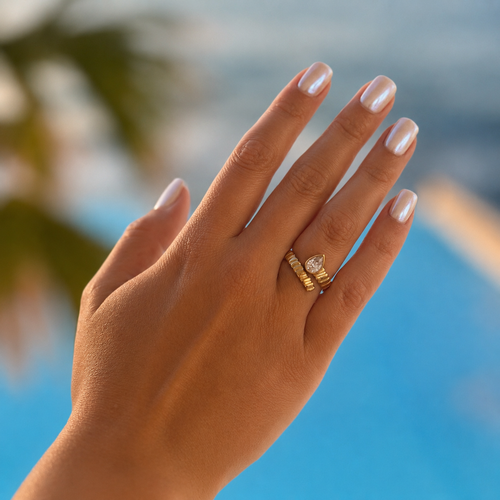 Kali Luxe 18k Gold Plated Clear Wrap Ring