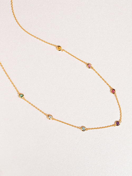 Rainbow Gemstone Necklace in 18k Gold Vermeil