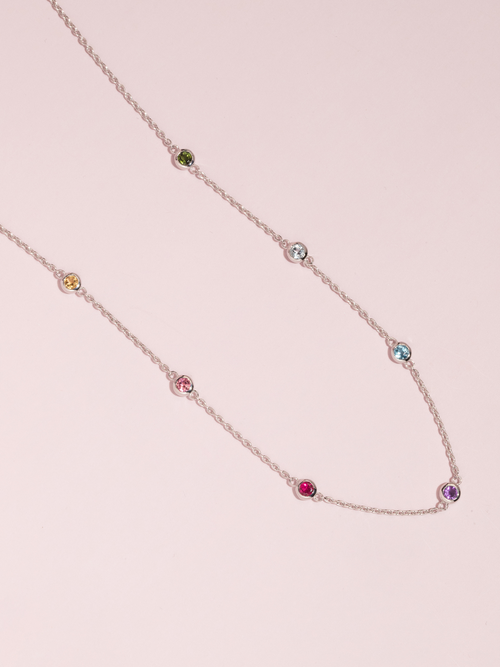 Rainbow Gemstone Necklace in Sterling Silver