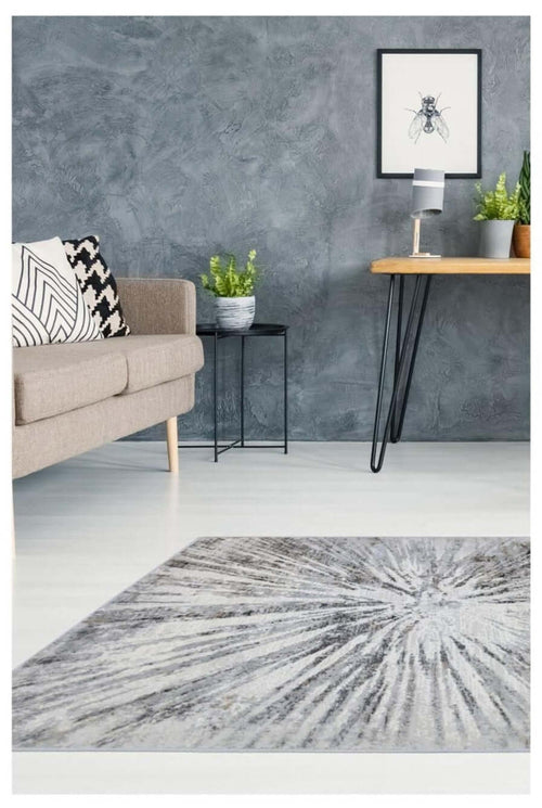 Abstract Burst Grey Rug
