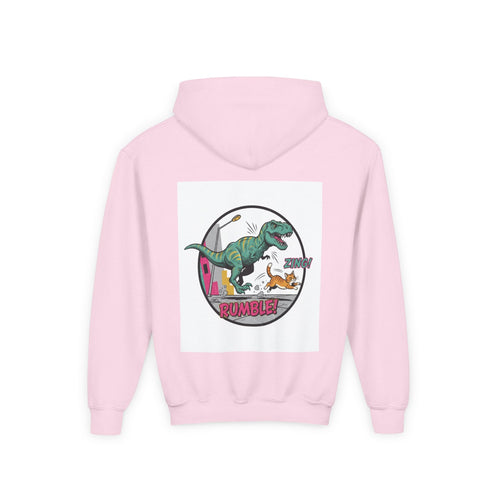 T-Rex Chase Dino Rumble Youth Hoodie | Dinosaur Graphic Sweatshirt