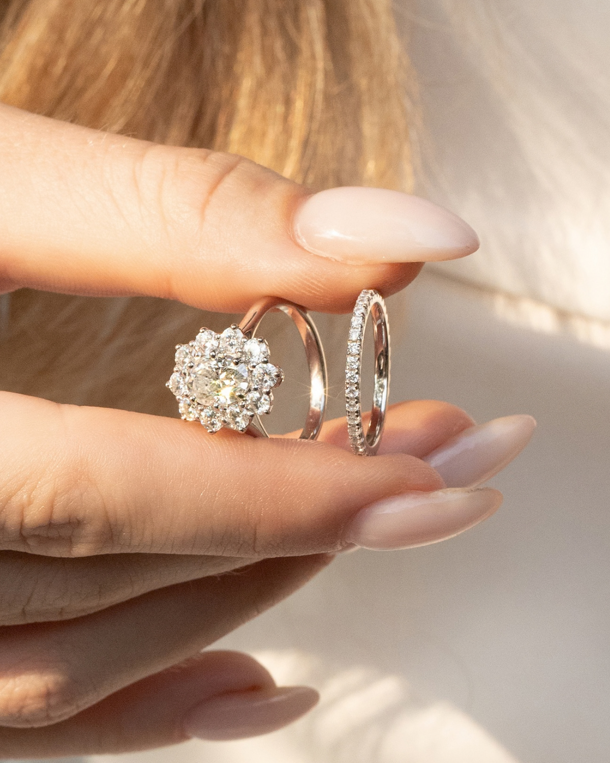 2.5 ct Oval Moissanite Halo Engagement Ring in Sterling Silver