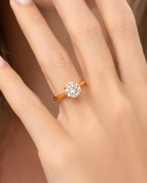 2 ct Round Solitaire Moissanite Engagement Ring in 18k Gold Vermeil