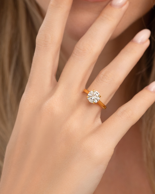 2 ct Round Solitaire Moissanite Engagement Ring in 18k Gold Vermeil