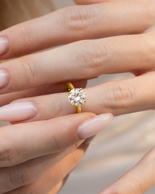 2 ct Round Solitaire Moissanite Engagement Ring in 18k Gold Vermeil