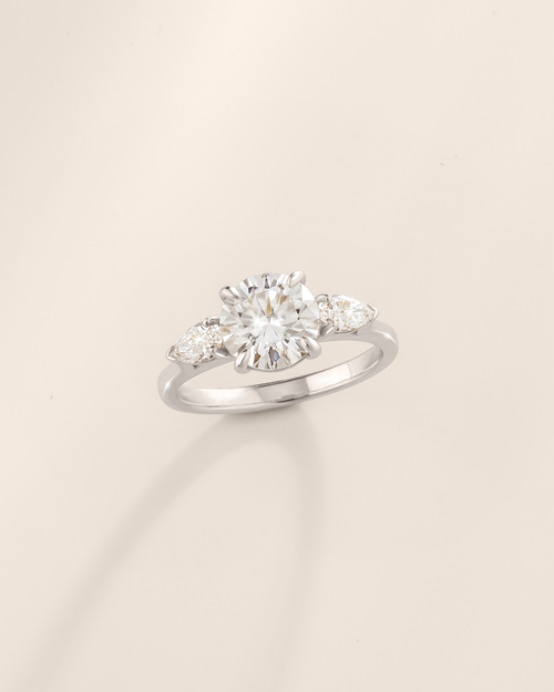 2 ct Round Moissanite Three Stone Engagement Ring in Sterling Silver