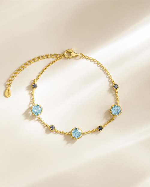 Blue Sapphire & Blue Topaz Bracelet in 18k Gold Vermeil