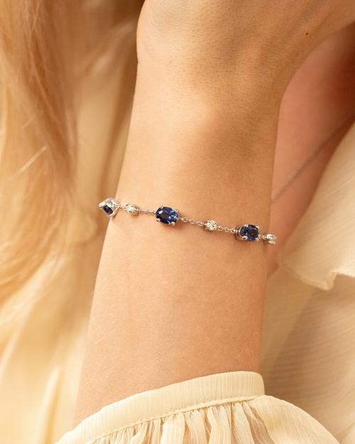 Blue Sapphire Bracelet in Sterling Silver