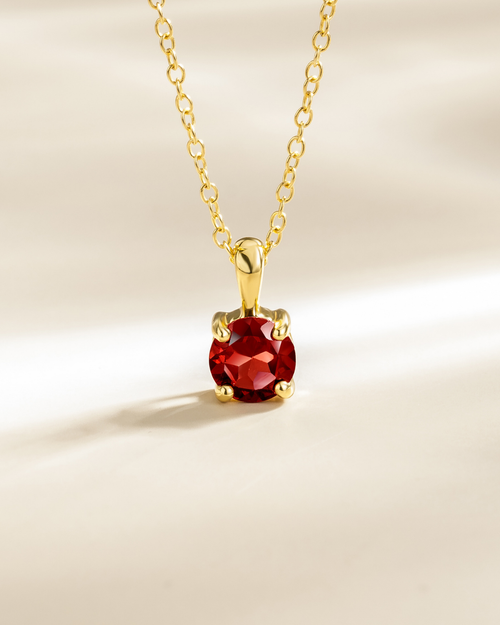 Garnet Solitaire Pendant Necklace in 18k Gold Vermeil