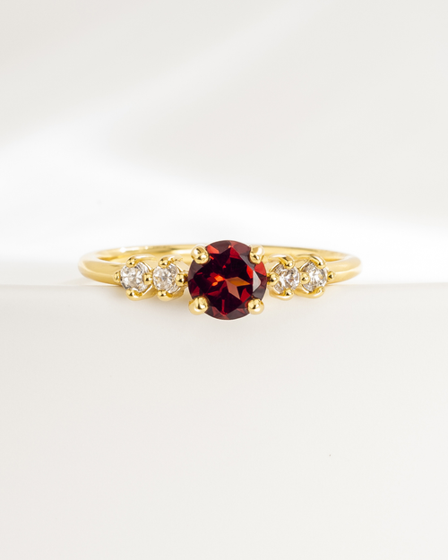 Garnet Five Stone Ring in 18k Gold Vermeil