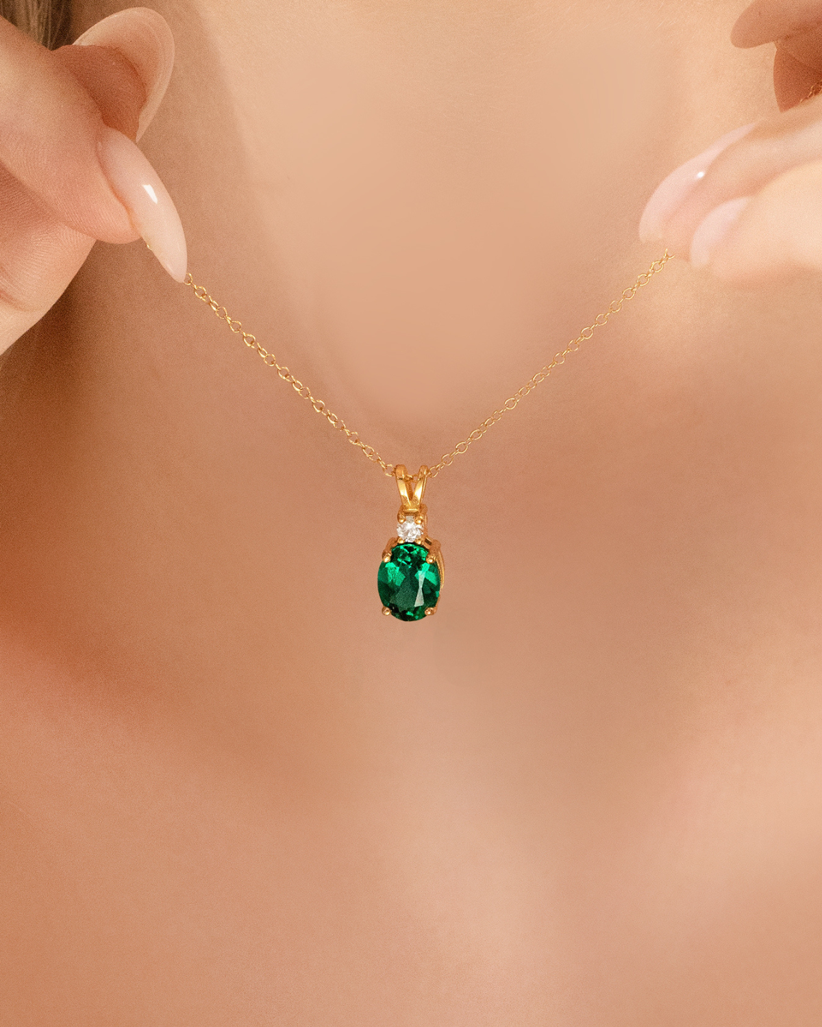 Emerald Pendant Necklace in 18k Gold Vermeil