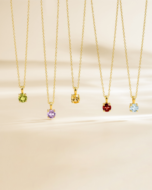 Peridot Solitaire Pendant Necklace in 18k Gold Vermeil