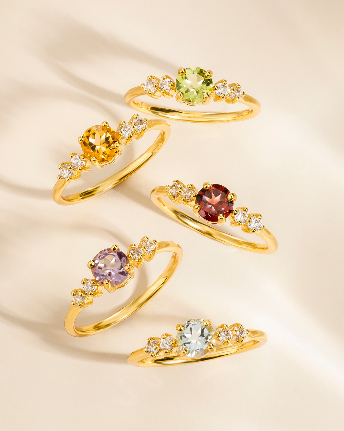 Citrine Five Stone Ring in 18k Gold Vermeil