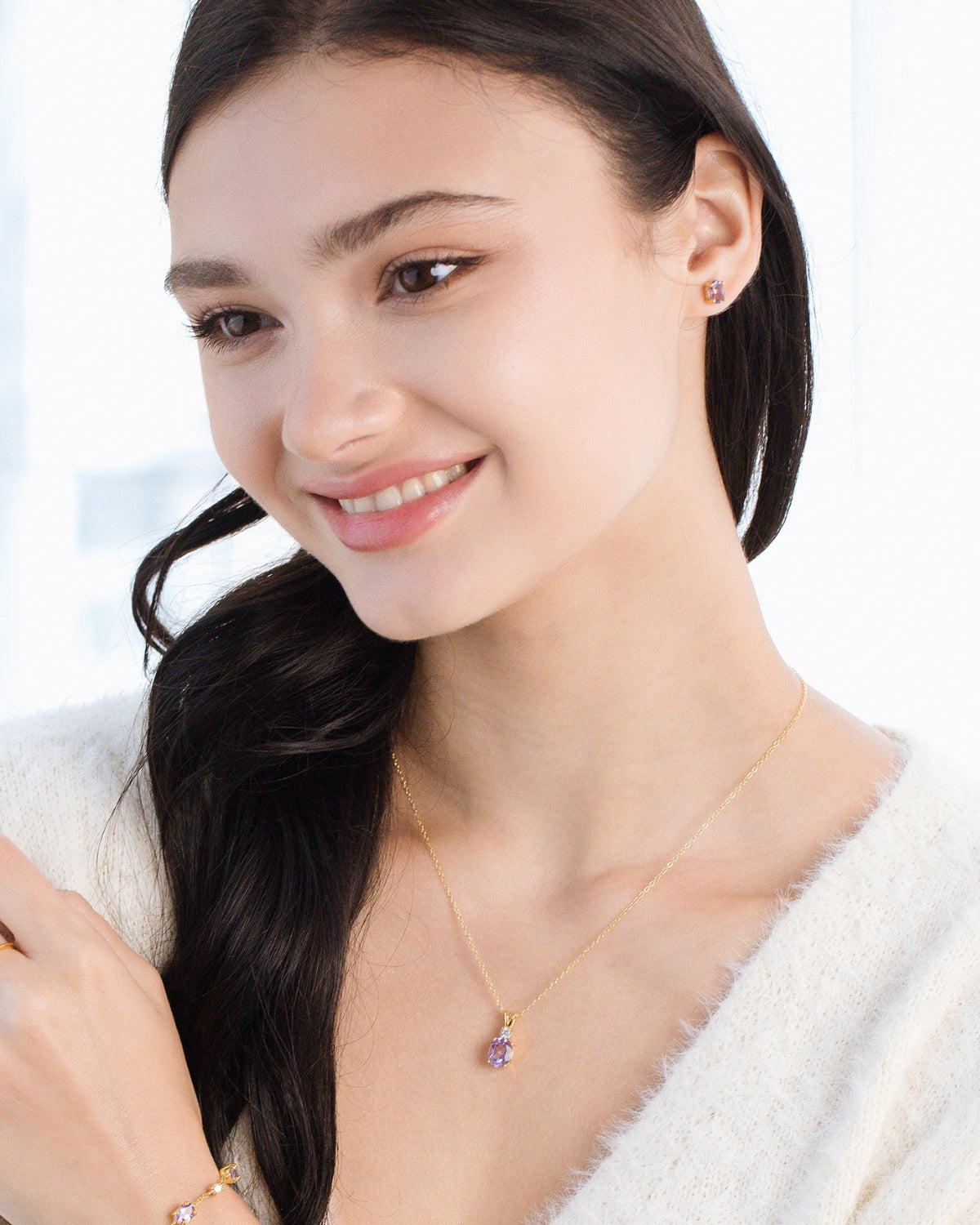 Lavender Amethyst Pendant Necklace in 18k Gold Vermeil