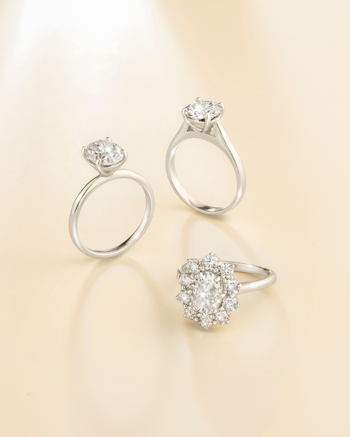 2.5 ct Oval Moissanite Halo Engagement Ring in Sterling Silver