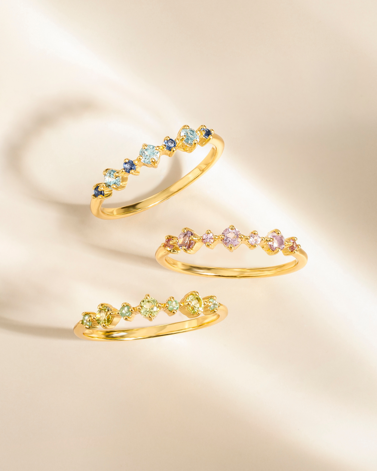 Emerald & Peridot Stackable Half Eternity Band in 18K Gold Vermeil