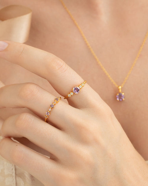 Lavender Amethyst Everyday Jewellery Gift Set in 18k Gold Vermeil