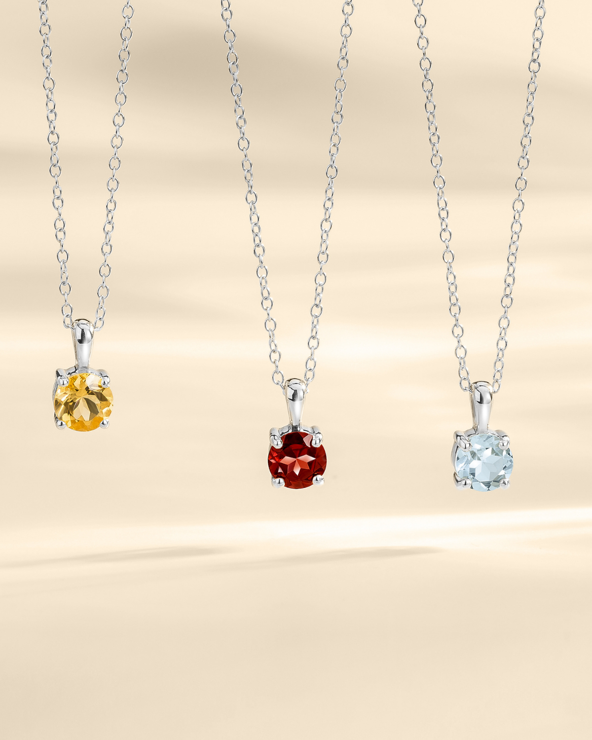 Garnet Solitaire Pendant Necklace in Sterling Silver